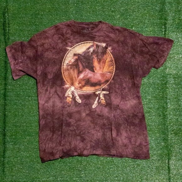 THE MOUNTAIN 2013 MENS T SHIRT PURPLE TIE DYE HORSES NATURE TEE SIZE XXL - Picture 3 of 5